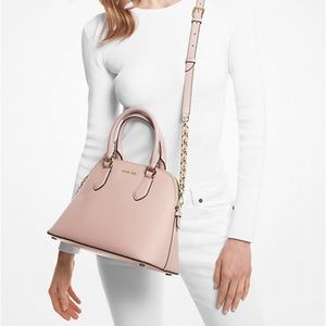 MICHAEL KORS
Veronica Medium Saffiano Leather Dome Satchel Crossbody 
SOFT PINK